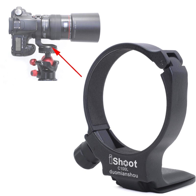 iShoot Tripod Mount Ring, iShoot Lens Collar Support Compatible with Canon EF 100mm f/2.8L Macro IS USM Lens (Replace Canon Tripod Mount Ring D), Built-in ARCA Type Camera Quick Release Plate for Tripod Head - Image 1